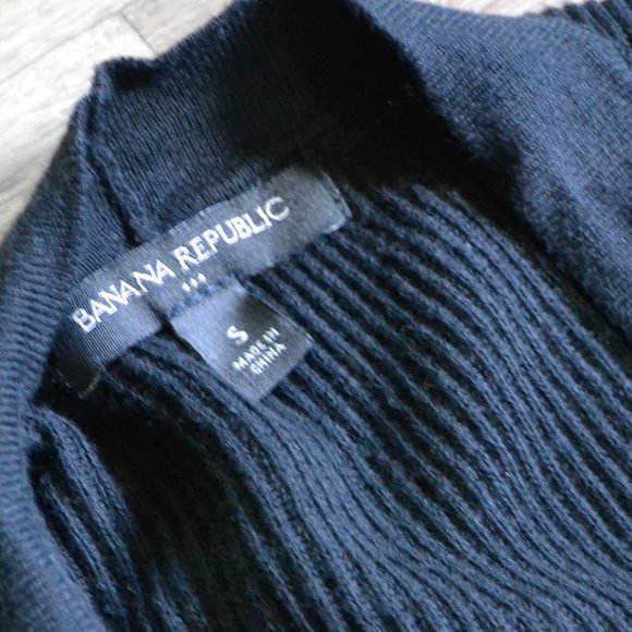 Banana Republic Waterfall Ribbed Knit Black Open Cardigan Size Small - Picture 2 of 6